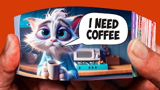 Coffee Gives Exhausted Mother Cat Super Powers! | FlipBook