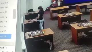 At Russian chess tournament a competitor poured an unknown substance under the board of her opponent