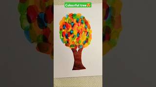 Colourful tree painting with fingertips 🌴#ytshorts #drawing #painting #shortsfeed #shorts