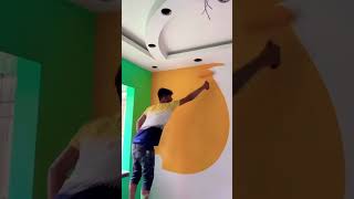 3D ceiling🔥 painting ideas for moon light and star 3D paint design #shorts bedroom Mein sabse Achcha