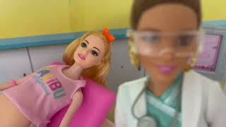 Barbie PREGNANT Doll goes to Hospital - Accident - play doh  - sick