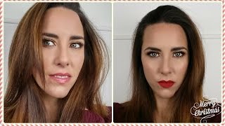 Christmas '15 Soft Glam makeup tutorial w/ two lip options| David Jean