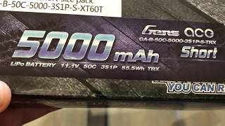 GENS ACE 3S 11.1 VOLT 5000 MAH 50C RATED LIPO BATTERIES ( 2 WITH EXTRAS) UNBOXING