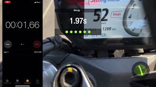 Ducati monster 2021 0-100 speedo in 3,6 sec