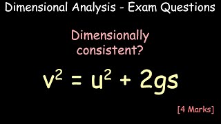 Dimensional Analysis: Example Exam Questions