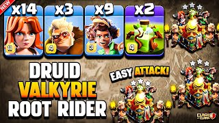 TH16 ROOT RIDER VALKYRIE Attack With DRUID & OVERGROWTH (Clash Of Clans) | Best TH16 Attack Strategy