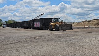 W&LE stone cars moved via Caterpillar Loader! Kokosing Materials, Medina Ohio 7-11-24