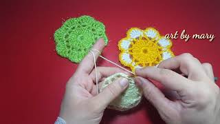 اسکاج همیشه بهار// آموزش بافت اسکاج //flower dishwash crochet