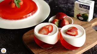 Coconut Panna Cotta with Strawberry Jelly