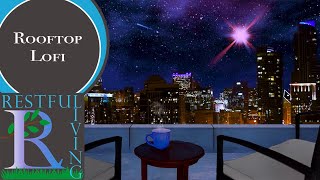 City Ambience & Light HipHop | Urban Rooftop Background Sound & Chill Lofi Beats | Relaxing | 7 Hour