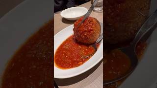 Cheese Oozing Out of Giant Fried Rice Ball with Tomato Sauce #asmreating #cheese #shorts