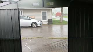 Building  shed  in hard rain