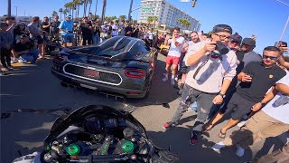 Ninja H2 Leaving Hypercar Meet with a Koenigsegg!