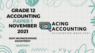 How to do Rent Income/Expense adjustment | Accounting Grade 12 | November 2021 Q1