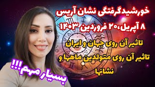 خورشیدگرفتگی نشان اریس-قوچ و تاثیر آن روی جهان و ایران و متولدین ماهها