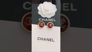 Chanel latest round red stud earrings