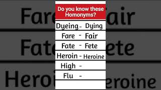 Do you know these Homonyms?