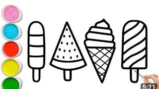 Icecream 🍦 🍨 drawing white coloring How to icecream draw kids step by step