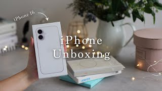 🍎iPhone 16 Aesthetic Unboxing + Accessories Setup + Camera Test｜ANKER Mobile Battery｜beats Case/ASMR