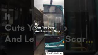 Bus cut in 2 with knife