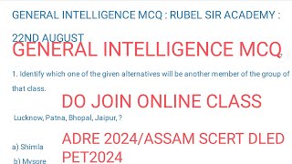 #General Intelligence mcq #assamdirectrecruitment2024 #assamscertdledpet2024