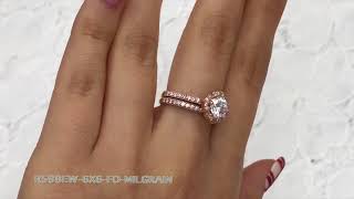 Mini Vintage Floral Milgrain Moissanite Bridal Set in Rose Gold