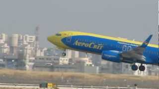 Aerosvit Boeing 737 taking off rwy 26 at Ben Gurion airport-Israel