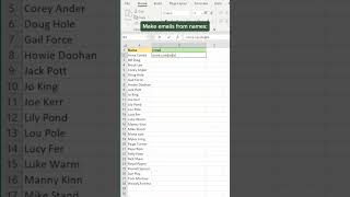 Turn names into emails with Flash Fill in Excel