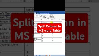 Split column in ms word table #msword #mswordforbeginners #mswordshortcuts #mswordtutorial