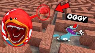 Can Knuckles Tapes find Oggy in a MAZE?!  (Garry's Mod Sandbox)