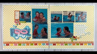 Pool Fun - Echo Park - Hello Summer - Double Page Scrapbook Layout