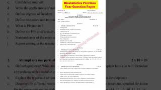 Biostatistics || Previous Year Question Paper || 2022 | 8th Semester B Pharmacy