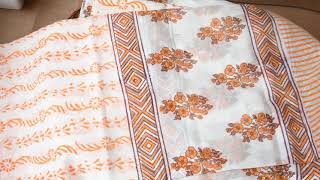 Jaipuri hand block printed suit with cotton malmal dupatta