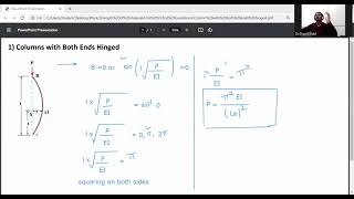 Derivation of column with both ends hinged/ Euler's crippling load / Strength of materials