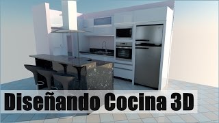 Diseñando Muebles de Cocina 3D Torre De Nevera  Torre Horno Microondas Isla De Cocina  Más