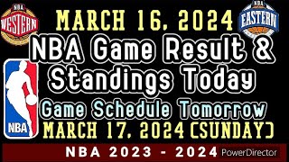 NBA Standings & Game Result Today | March 16, 2024 #nba #standings #games #results #schedule