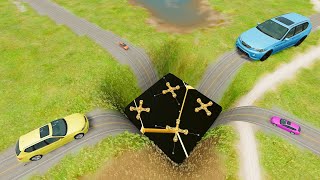 Big small cars vs spinner with chain ball #42 🤯- beamngfun - Crashboompunk