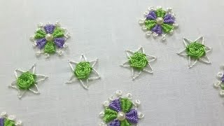 Hand embroidery, small flowers, turned lazy daisy flower into another flower