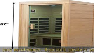 Kanlanth 1 Person Infrared Sauna, Low EMF FAR Infrared Sauna for Home, 1,200watt, American Basswood