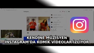 kendine müzisyen İnstagramda Komik videolar izliyor