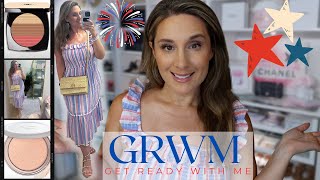 GET READY WITH ME FOR A 4TH OF JULY PARTY🇺🇸 NEW MAKEUP AND OUTFIT DETAILS❤️🤍💙