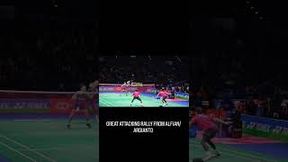 GREAT ATTACKING RALLY FROM ALFIAN/ARDIANTO #allenglandopen2023 #badminton #smash #indonesia