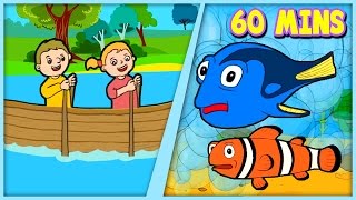 Row Row Row Your Boat, Sea Creatures Song + More Fun Songs For Kids | 60 Minutes By BubblePopBox