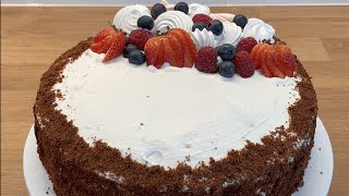 CHERRY SUNDAE CAKE/Chocolate sponge cake/cake recipe/ТОРТ ВИШНЕВЫЙ ПЛОМБИР