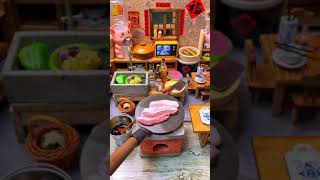 Mini kitchen real cooking version ~ iron plate pork belly! Real play house mini kitchen that childr