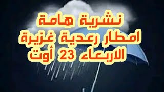 نشرية هامة  امطار رعدية غزيرة الاربعاء 23 اوت الولايات المعنية