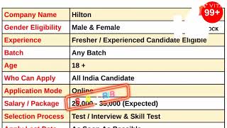 Hilton pune hiring 2024 | fresher Eligiable | #pune  jobs #finance associate jobs #payment 20k to22k