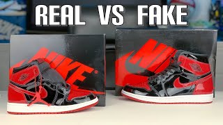 REAL vs FAKE AIR JORDAN 1 PATENT BRED.   BE CAREFUL !! 😳