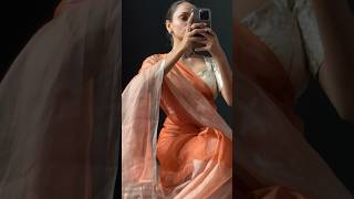 Bridesmaid saree style 🧡 #indianwear #saree #festivewear #grwm