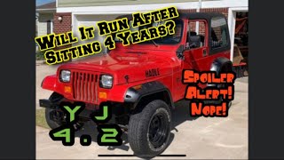 Jeep Wrangler YJ. Will it Run? Bad Battery & Starter Wiring. No Fuel/Ignition. Timing? Oh No The End